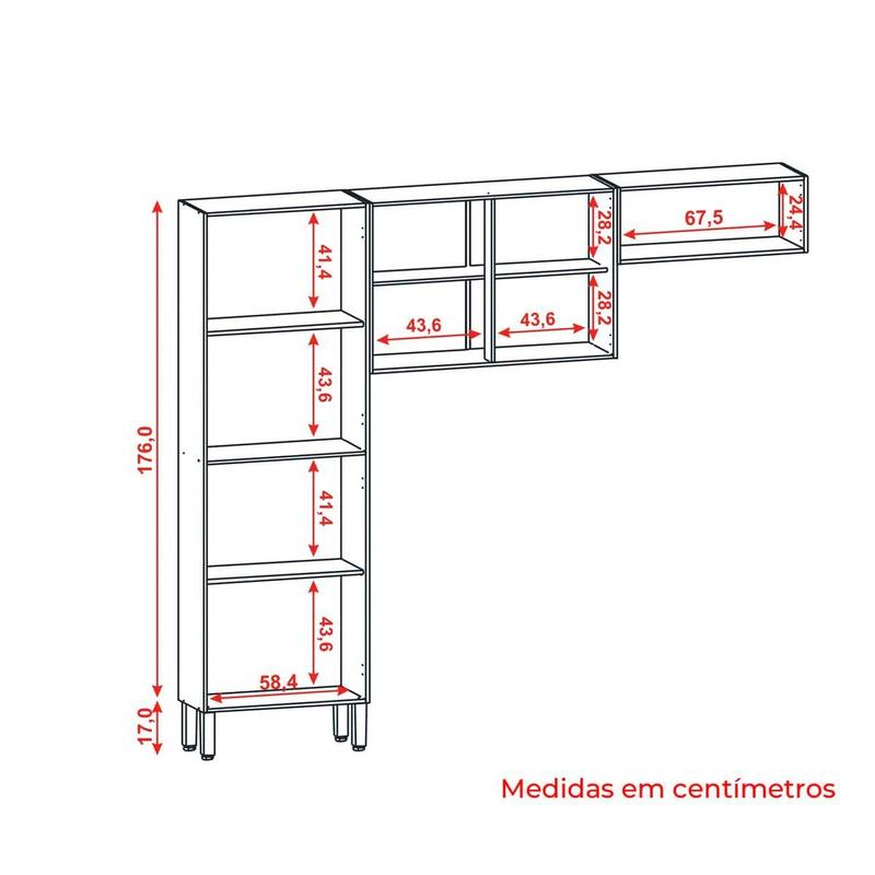 Cozinha Compacta 3 peças 8 Portas Nala Kits Paraná - Armário de